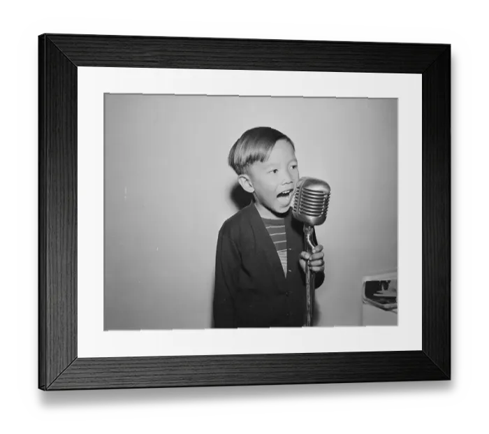 Framed Print : Chinese Boy Telling Story at Microphone Framed Print : Chinese Boy Telling Story at Microphone
