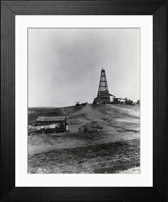 Framed Print : Early Oil Drilling Operation Framed Print : Early Oil Drilling Operation