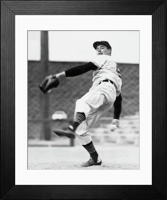 Framed Print : Bob Feller In Mid-Pitch; Action Framed Print : Bob Feller In Mid-Pitch; Action