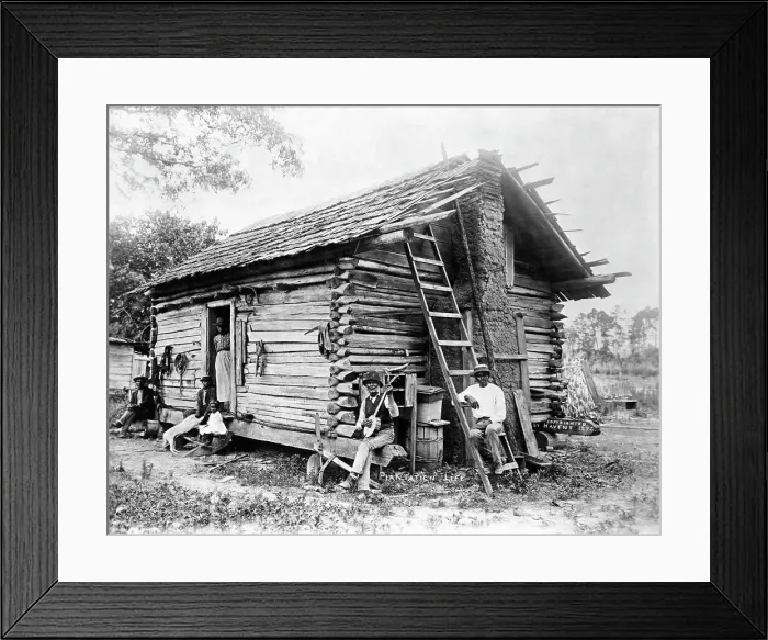 Framed Print : African American Family Outside Cottage Framed Print : African American Family Outside Cottage