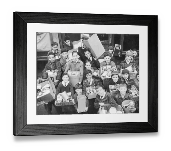 Framed Print : School Children Collecting Tin Cans Framed Print : School Children Collecting Tin Cans