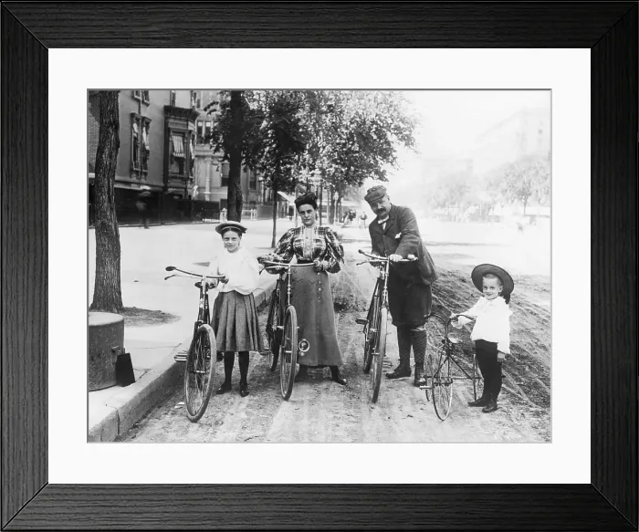 Framed Print : Family on a Bicycle Outing Framed Print : Family on a Bicycle Outing