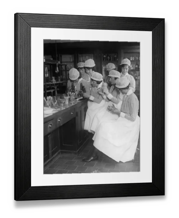 Framed Print : Nurses Training in Bellevue Hospital Lab