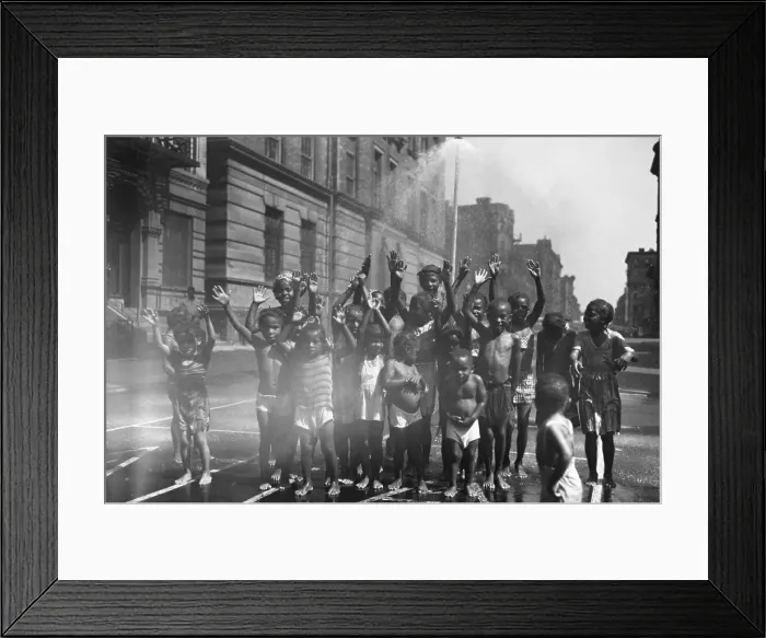 Framed Print : Harlem Children Playing In Fire Hydrant