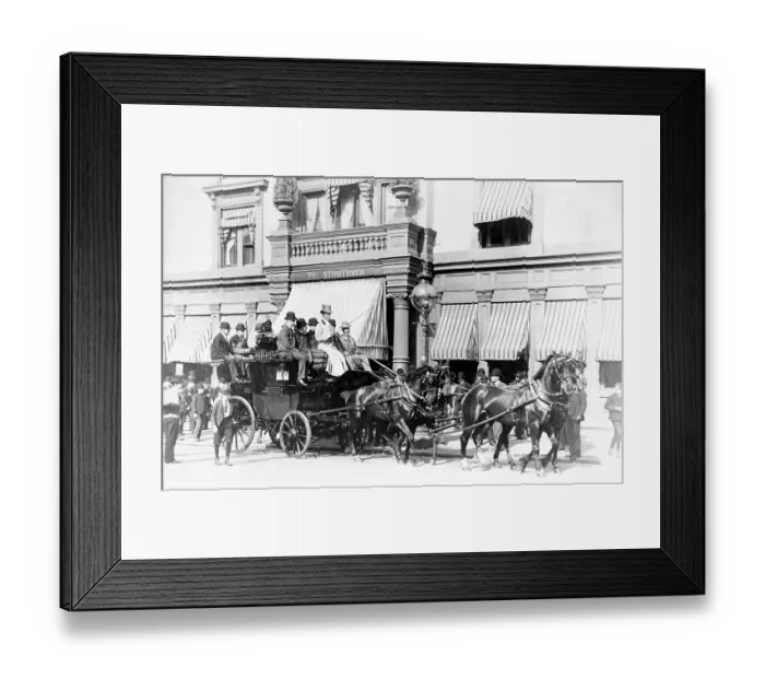 Framed Print : Party Arriving In Front Of Stratford Hotel Framed Print : Party Arriving In Front Of Stratford Hotel