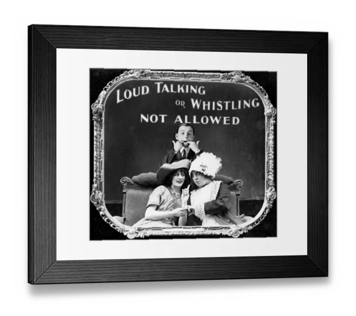 Framed Print : Slide From Old Movie Asking Women To Rem Framed Print : Slide From Old Movie Asking Women To Rem