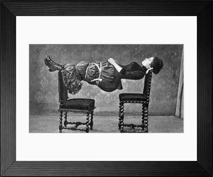 Framed Print : Hypnotised Woman Between Two Chairs Framed Print : Hypnotised Woman Between Two Chairs