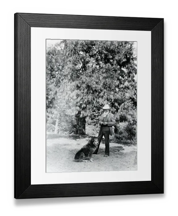 Framed Print : John Muir With Dog In Woods Framed Print : John Muir With Dog In Woods