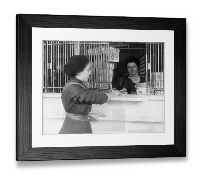 Framed Print : First Woman Cashier In America Framed Print : First Woman Cashier In America