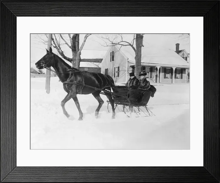 Framed Print : Couple In A Horsedrawn Sleigh 1900 Framed Print : Couple In A Horsedrawn Sleigh 1900