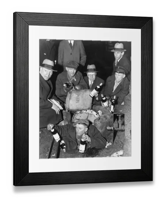 Framed Print : Prohibition Agents Capture Liquor Stash Framed Print : Prohibition Agents Capture Liquor Stash