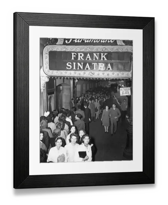 Framed Print : Frank Sinatra Fans Line Up Outside Theater Framed Print : Frank Sinatra Fans Line Up Outside Theater