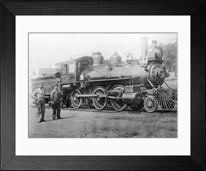 Framed Print : Workers Stand In Front Of Locomotive Framed Print : Workers Stand In Front Of Locomotive