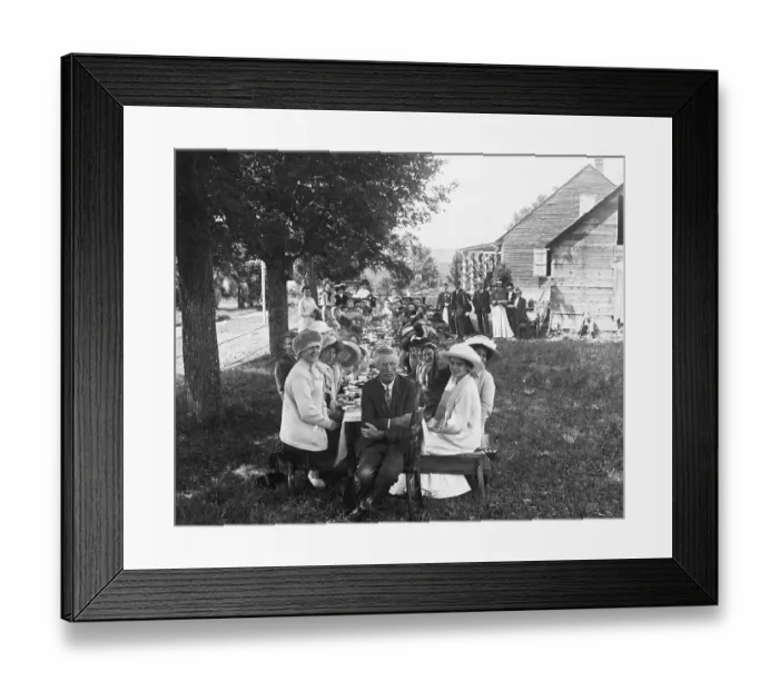 Framed Print : People At Farm Reuinion Seatd At Table Framed Print : People At Farm Reuinion Seatd At Table