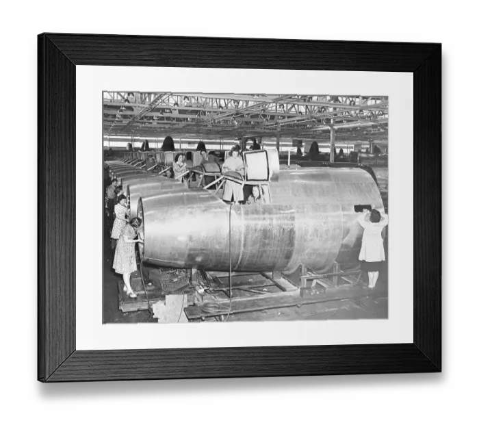 Framed Print : Women Assemble Aircraft During WWII Framed Print : Women Assemble Aircraft During WWII