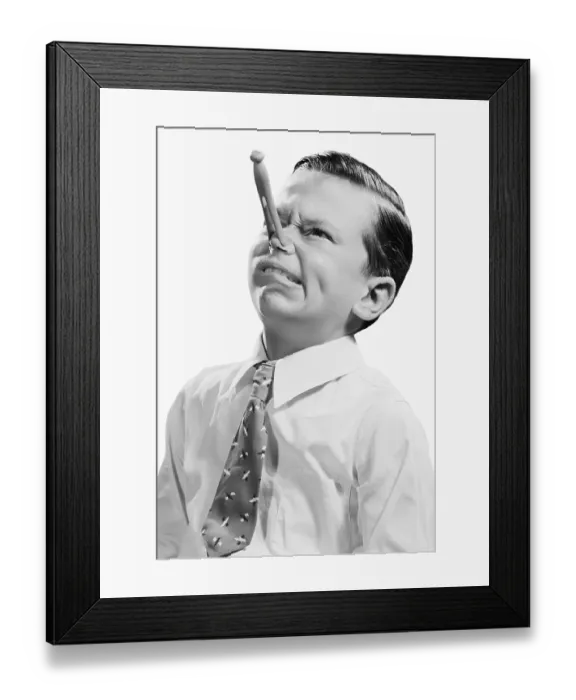 Framed Print : Boy with Clothespin On Nose Framed Print : Boy with Clothespin On Nose