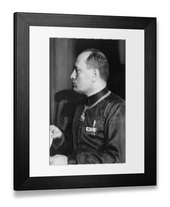 Framed Print : Profile Portrait Of Benito Mussolini