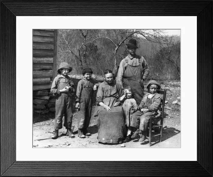 Framed Print : Homespun Family In Homely Clothes Framed Print : Homespun Family In Homely Clothes