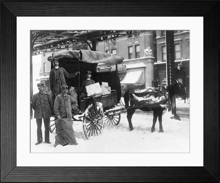 Framed Print : Mail Wagon Making Deliveries in Winter Framed Print : Mail Wagon Making Deliveries in Winter