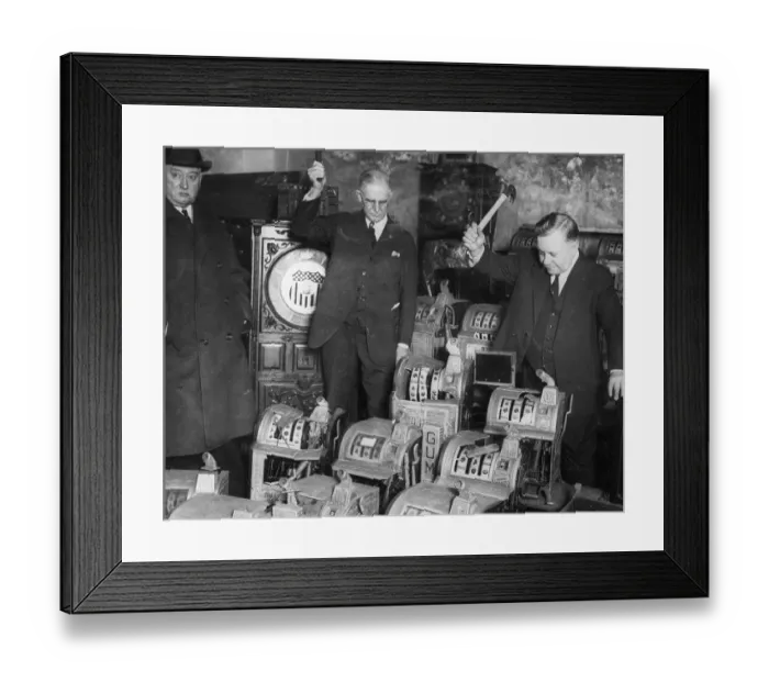 Framed Print : Agents Smashing Slot Machines