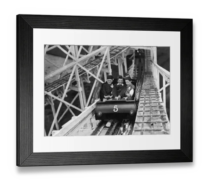 Framed Print : Boys Excited on Roller Coaster Framed Print : Boys Excited on Roller Coaster