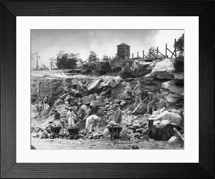 Framed Print : Prisoners Working In Rock Quarry Framed Print : Prisoners Working In Rock Quarry