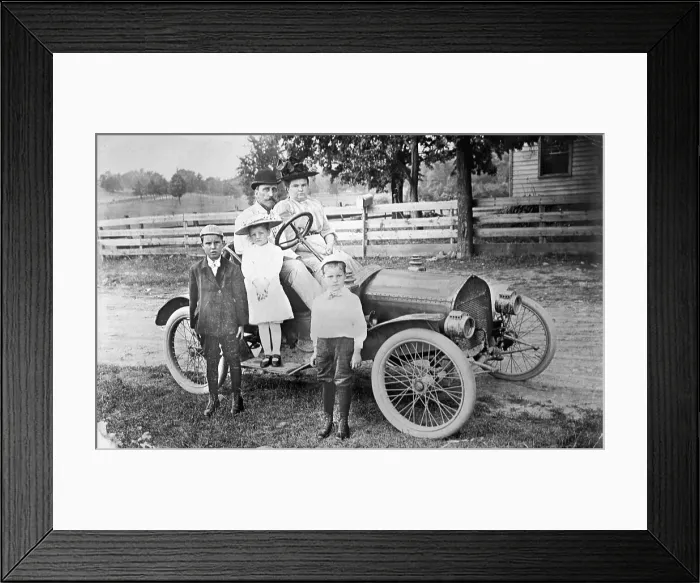 Framed Print : Family with Their Automobile Framed Print : Family with Their Automobile
