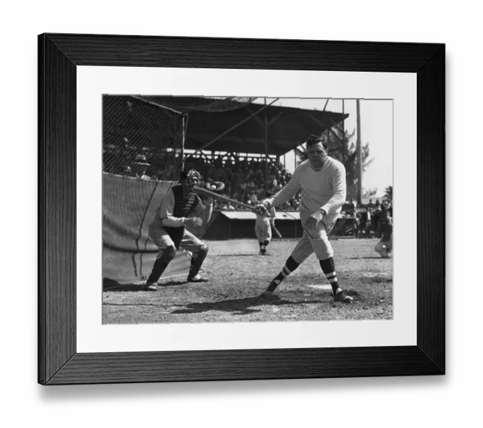 Framed Print : Babe Ruth Getting Strike At Training