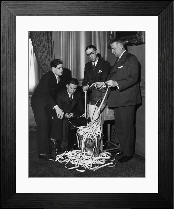 Framed Print : Wall Street Brokers Read Ticker Tape Framed Print : Wall Street Brokers Read Ticker Tape
