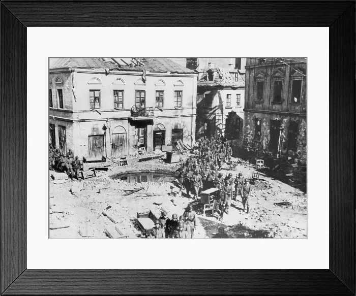 Framed Print : German Troops March Into Bombed Warswaw Framed Print : German Troops March Into Bombed Warswaw