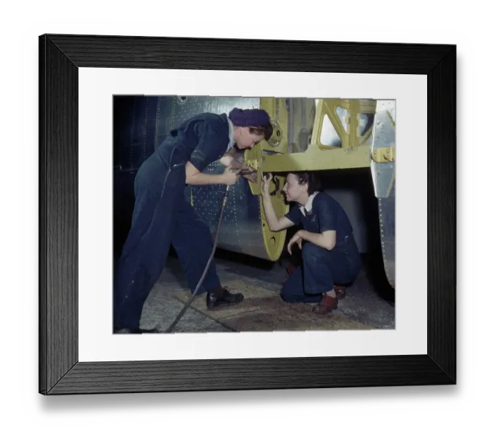 Framed Print : Employees Work On Basic Trainer Wing Framed Print : Employees Work On Basic Trainer Wing