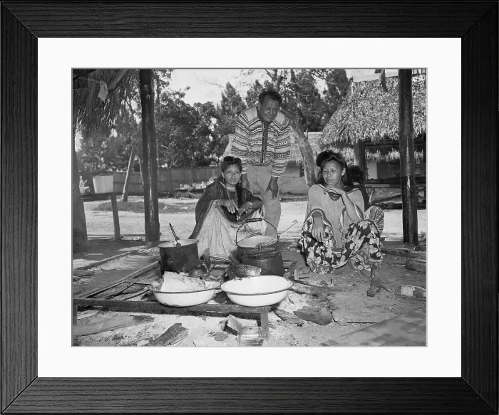 Framed Print : Seminole Women Cooking in Hut Framed Print : Seminole Women Cooking in Hut
