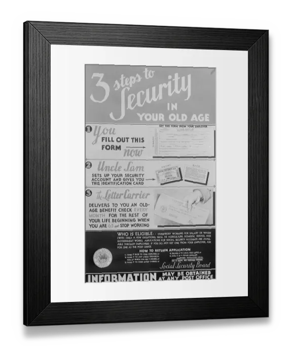 Framed Print : 1936 Social Security Information Poster Framed Print : 1936 Social Security Information Poster