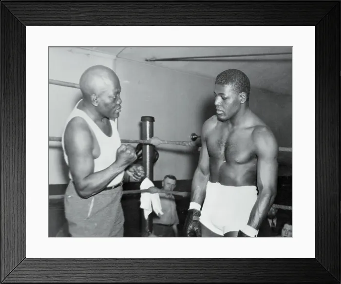 Framed Print : Boxers Jack Johnson and Leroy Haynes Training in Ring Framed Print : Boxers Jack Johnson and Leroy Haynes Training in Ring