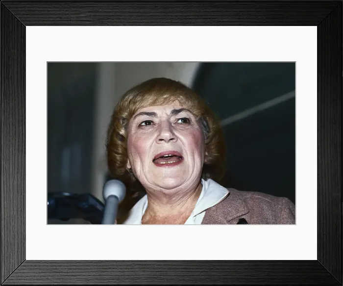 Framed Print : Bella Abzug Speaking in Microphones