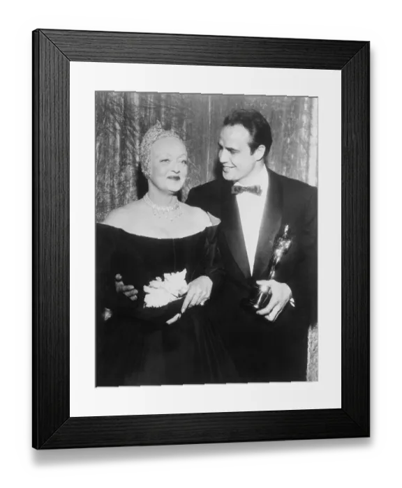 Framed Print : Portrait of Marlon Brando and Bette Davis at Oscars Framed Print : Portrait of Marlon Brando and Bette Davis at Oscars