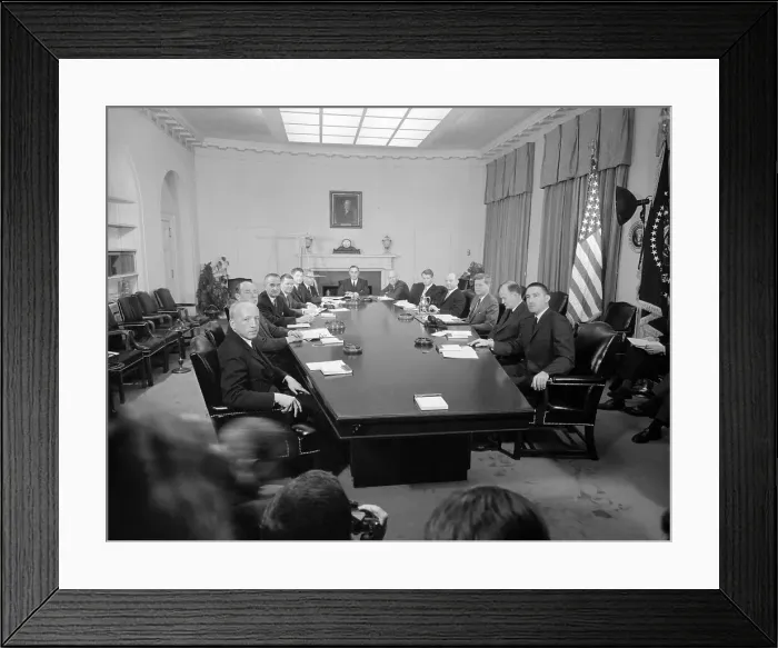 Framed Print : John Fitzgerald Kennedy Posing with His Cabinet in Session Framed Print : John Fitzgerald Kennedy Posing with His Cabinet in Session