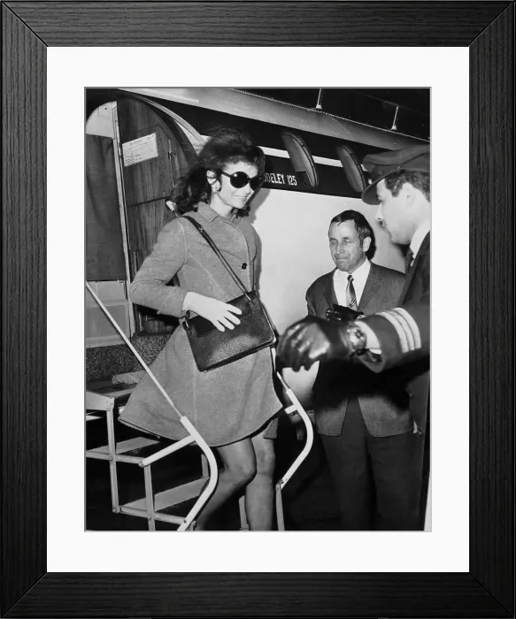 Framed Print : Jacqueline Kennedy Onassis Leaving Airplane Framed Print : Jacqueline Kennedy Onassis Leaving Airplane