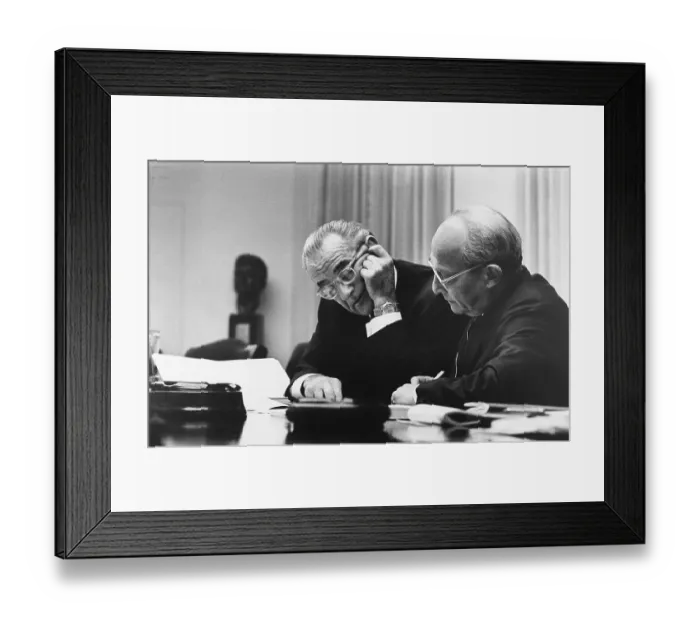 Framed Print : Lbj & Walter Rostow Look At Papers Framed Print : Lbj & Walter Rostow Look At Papers