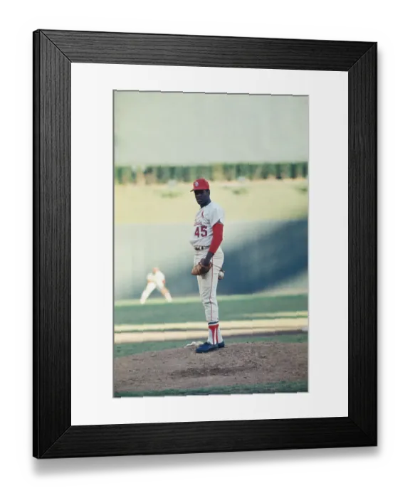 Framed Print : Bob Gibson Attempting to Make a Play Framed Print : Bob Gibson Attempting to Make a Play