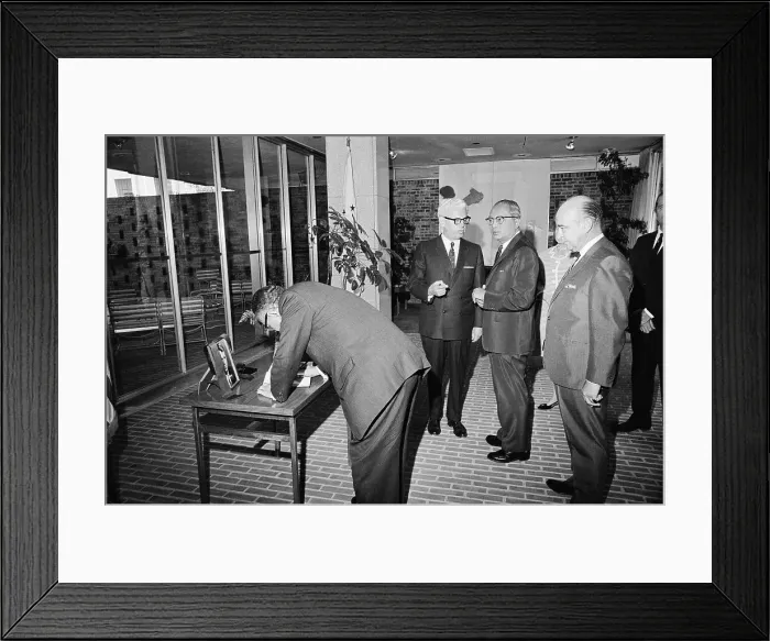 Framed Print : Ralph Bunche Signing Visitor Registration Framed Print : Ralph Bunche Signing Visitor Registration