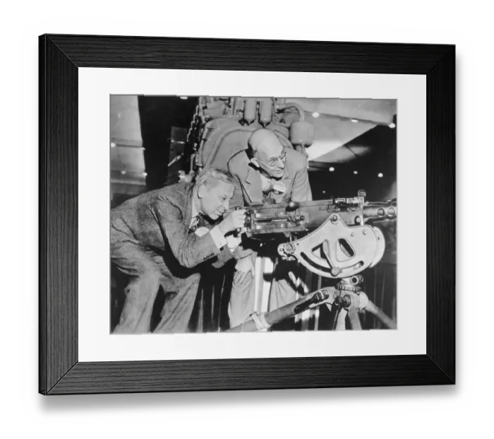 Framed Print : Sloan and Kettering Inspecting Machine Gun Framed Print : Sloan and Kettering Inspecting Machine Gun