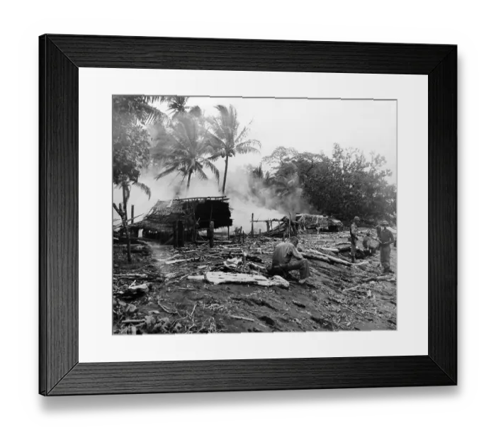 Framed Print : Soldiers At Burned Out Village