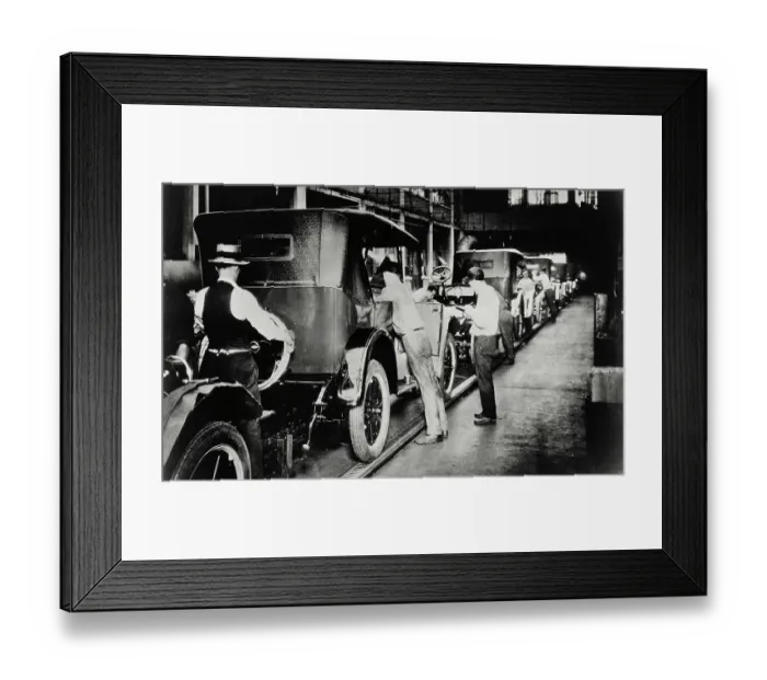 Framed Print : View of Assembly Line of Early Automobiles Framed Print : View of Assembly Line of Early Automobiles