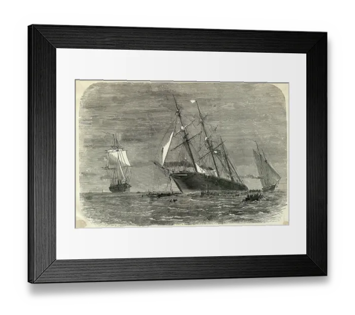 Framed Print : Sailors Abandoning Ship in Life Boats