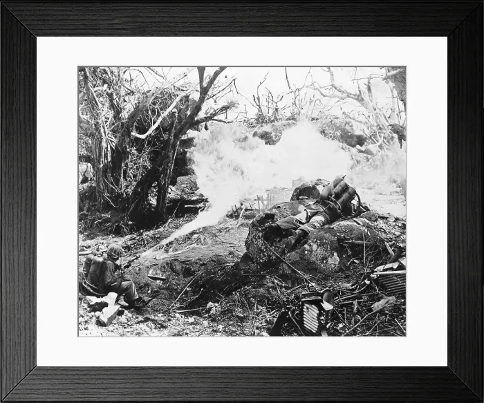 Framed Print : Marine Advancement On Iwo Jima Framed Print : Marine Advancement On Iwo Jima