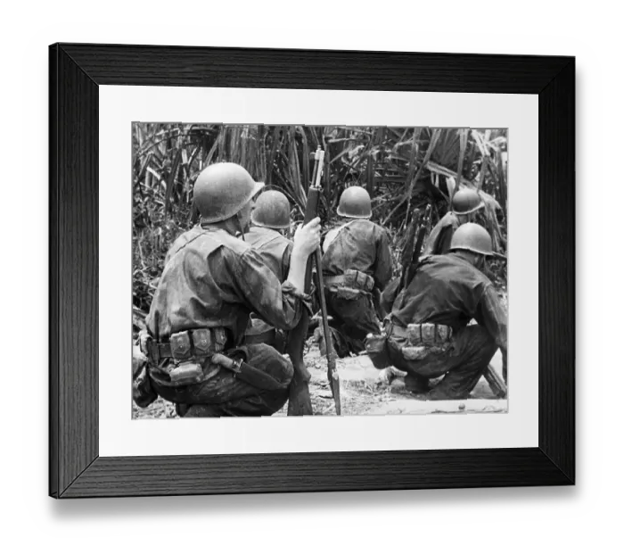 Framed Print : Us Scouting Team On A New Guinea Beach Framed Print : Us Scouting Team On A New Guinea Beach