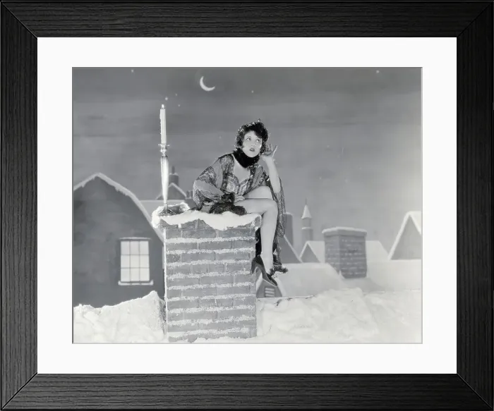 Framed Print : Clara Bow Sitting On Chimney For Santa Framed Print : Clara Bow Sitting On Chimney For Santa