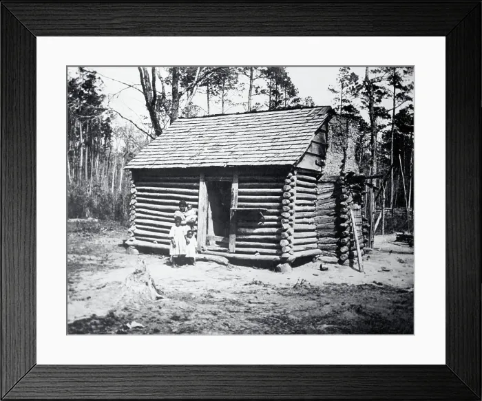 Framed Print : African American Family In Front of Log Cabin Framed Print : African American Family In Front of Log Cabin