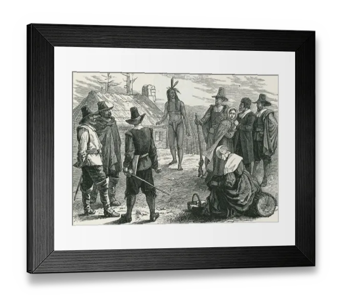 Framed Print : Samoset Visiting Plymouth Colony Framed Print : Samoset Visiting Plymouth Colony